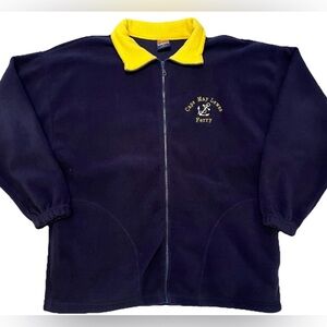 VTG Cape May Lewes Ferry Fleece Jacket Size XL Navy Blue Tipsy Zip Up Pockets